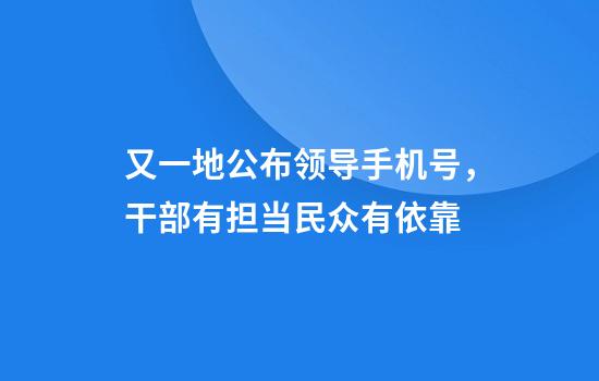 又一地公布領(lǐng)導手機號，干部有擔當民眾有依靠