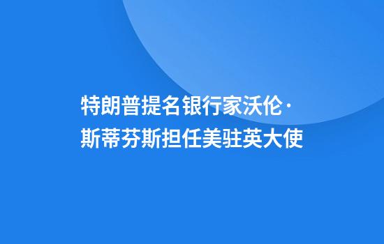 特朗普提名銀行家沃倫·斯蒂芬斯擔任美駐英大使