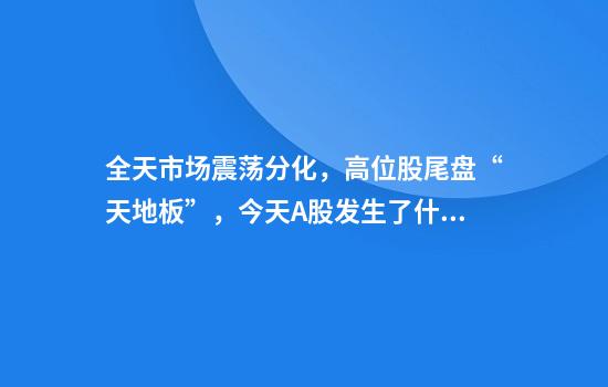 全天市場(chǎng)震蕩分化，高位股尾盤(pán)“天地板”，今天A股發(fā)生了什么？