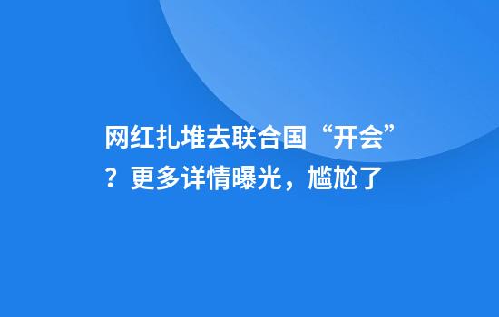 網(wǎng)紅扎堆去聯(lián)合國“開(kāi)會(huì )”？更多詳情曝光，尷尬了