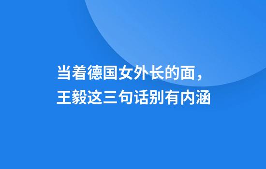 當著(zhù)德國女外長(cháng)的面，王毅這三句話(huà)別有內涵