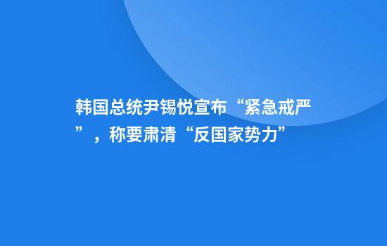 韓國總統尹錫悅宣布“緊急戒嚴”，稱(chēng)要肅清“反國家勢力”