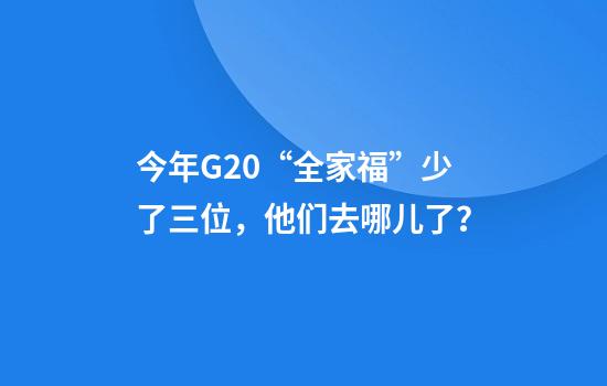 今年G20“全家?！鄙倭巳?，他們去哪兒了？
