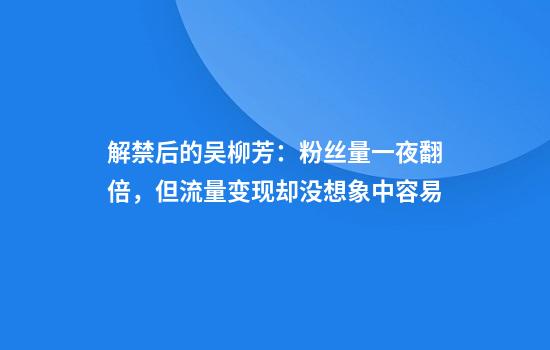 解禁后的吳柳芳：粉絲量一夜翻倍，但流量變現卻沒(méi)想象中容易